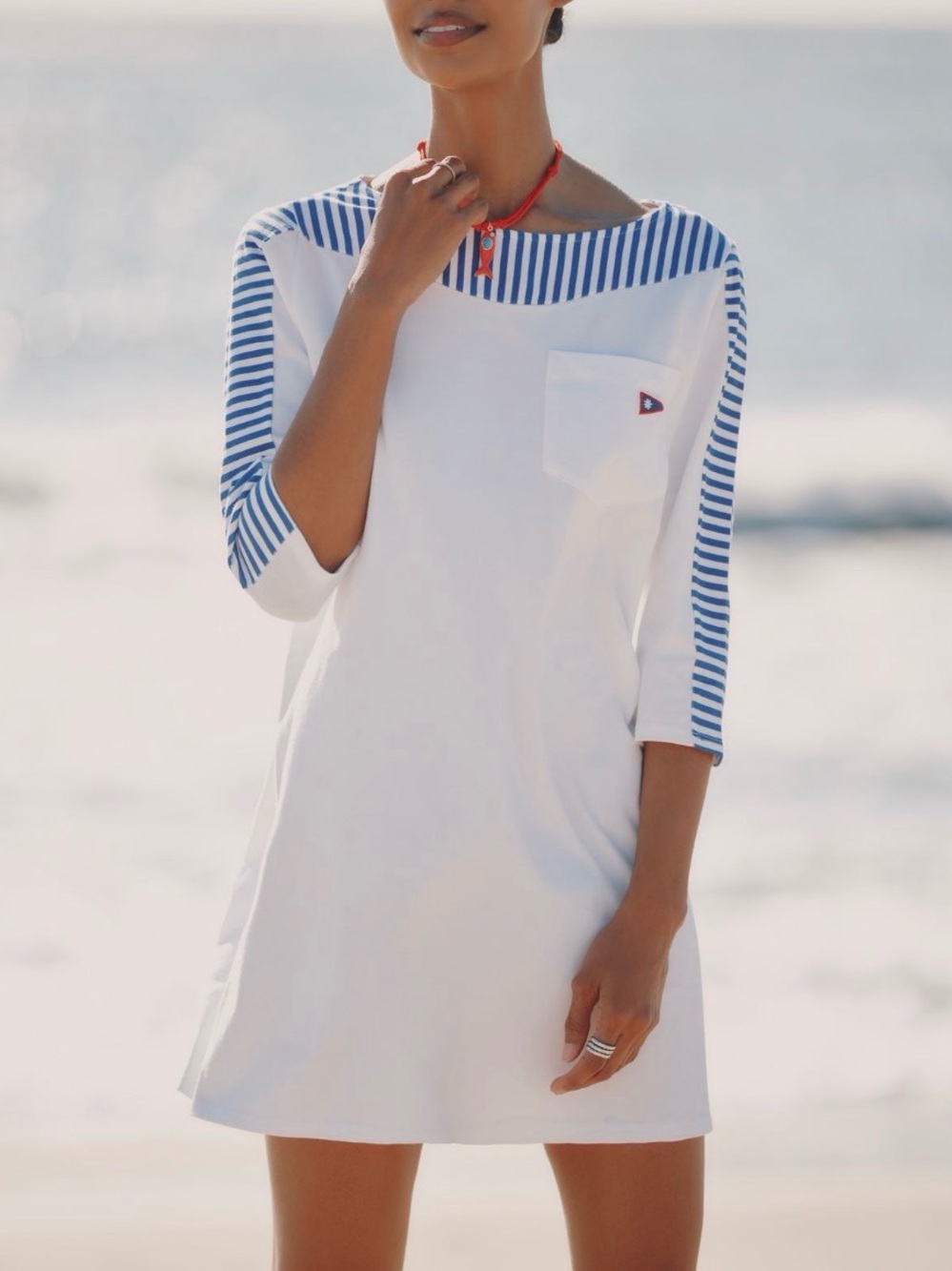 Anthropologie Celandine Punting Boat-Neck T-Shirt Mini Dress. Size L . MSRP $78